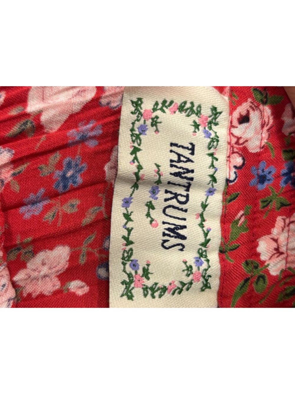 Tantrums Floral Pleated Maxi Skirt Women’s M Red Pink Cottagecore Boho Pull-On R - Picture 5 of 6